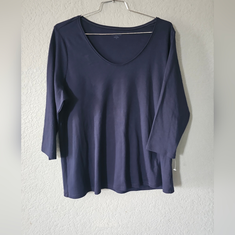 Eileen Fisher Tunic Top Women's 2x Blue Long Sleeve Cotton Jersey